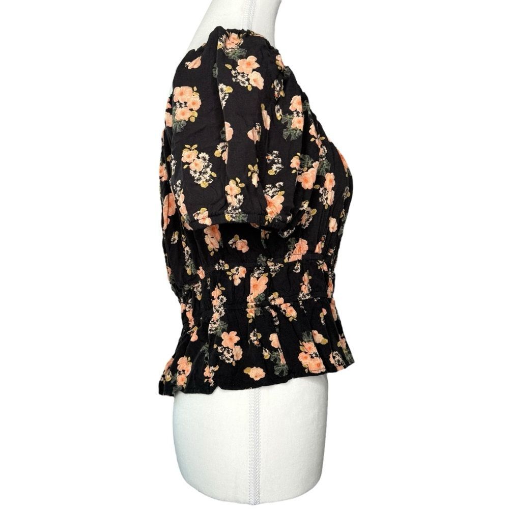 ▪️|EUC| SO Floral Peplum Puff Sleeve Square Neck Crop Top - Picture 2 of 6